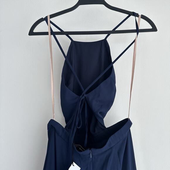 Fame And Partners Dress 8 Navy Dreamer Gown Evening Elegant Quiet Luxury Gala - Picture 6 of 11